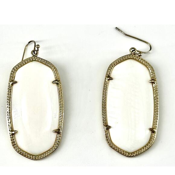 Kendra Scott Ivory Pearl and Gold Dangle Drop Earrings - Picture 2 of 3
